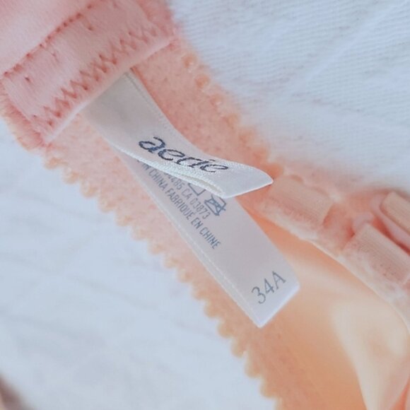 New- AERIE Peach with Taupe "EMMA" Bra- Padded- 34A - Picture 4 of 11